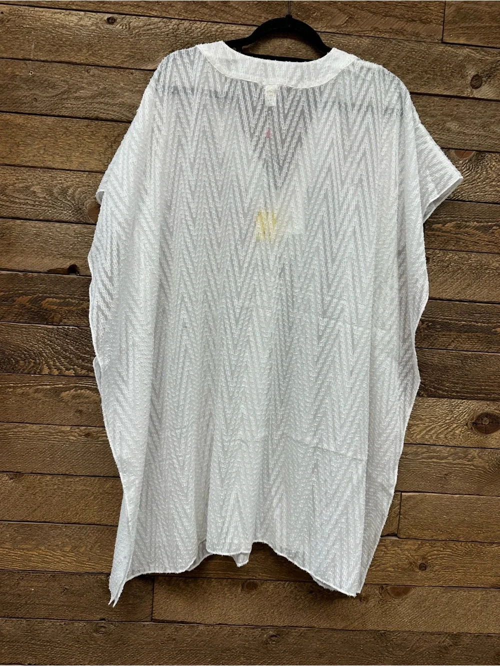 Echo Design Beach White Textured Sheer Swim Cover Up Caftan One Size NWT